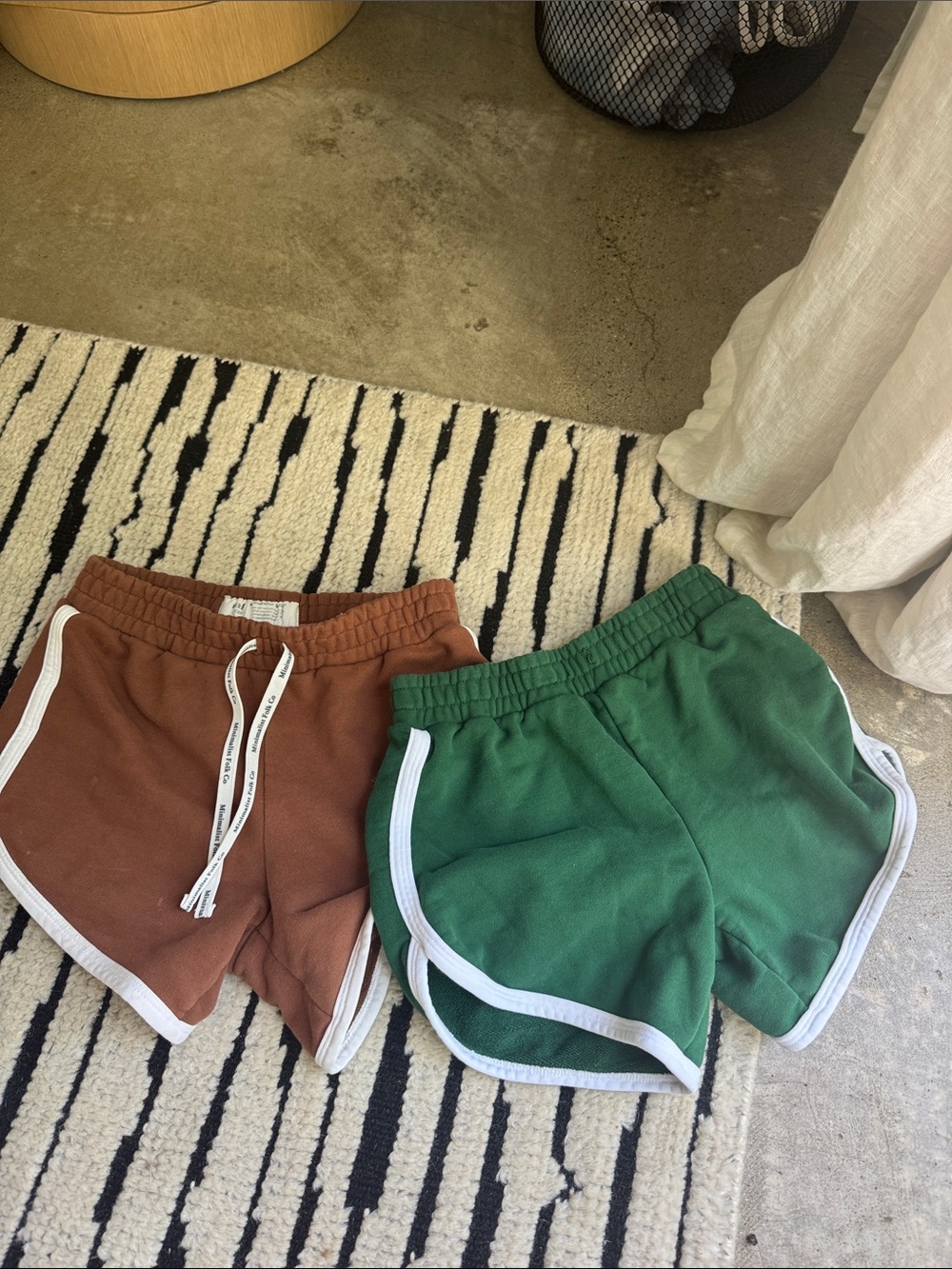 Kids minimalist folk co Running Shorts in Brown and Green